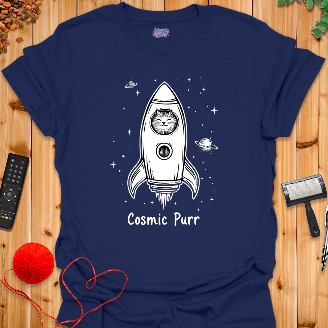 Cosmic Purr T-Shirt - T-Shirt - TrafTy Shirts