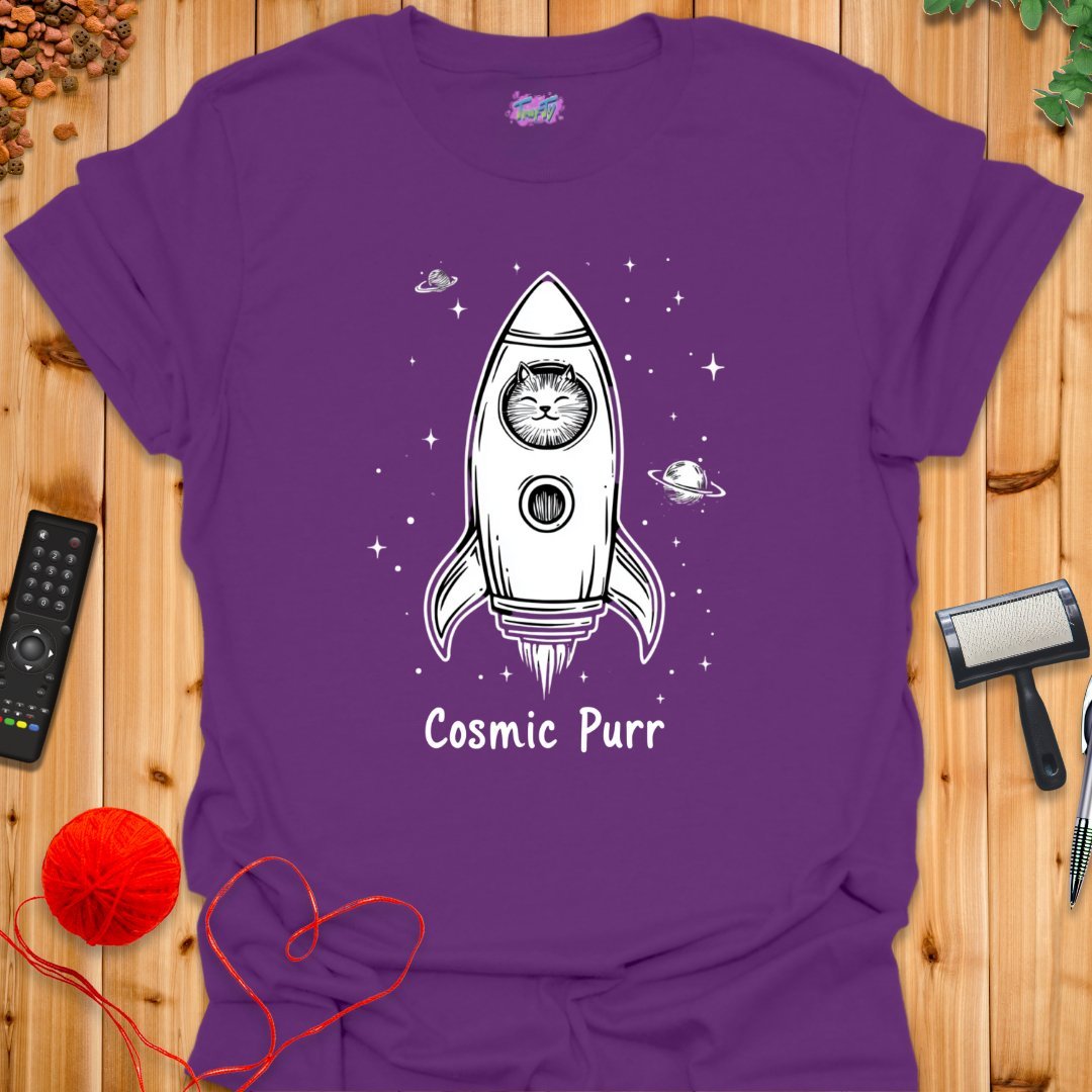 Cosmic Purr T-Shirt - T-Shirt - TrafTy Shirts