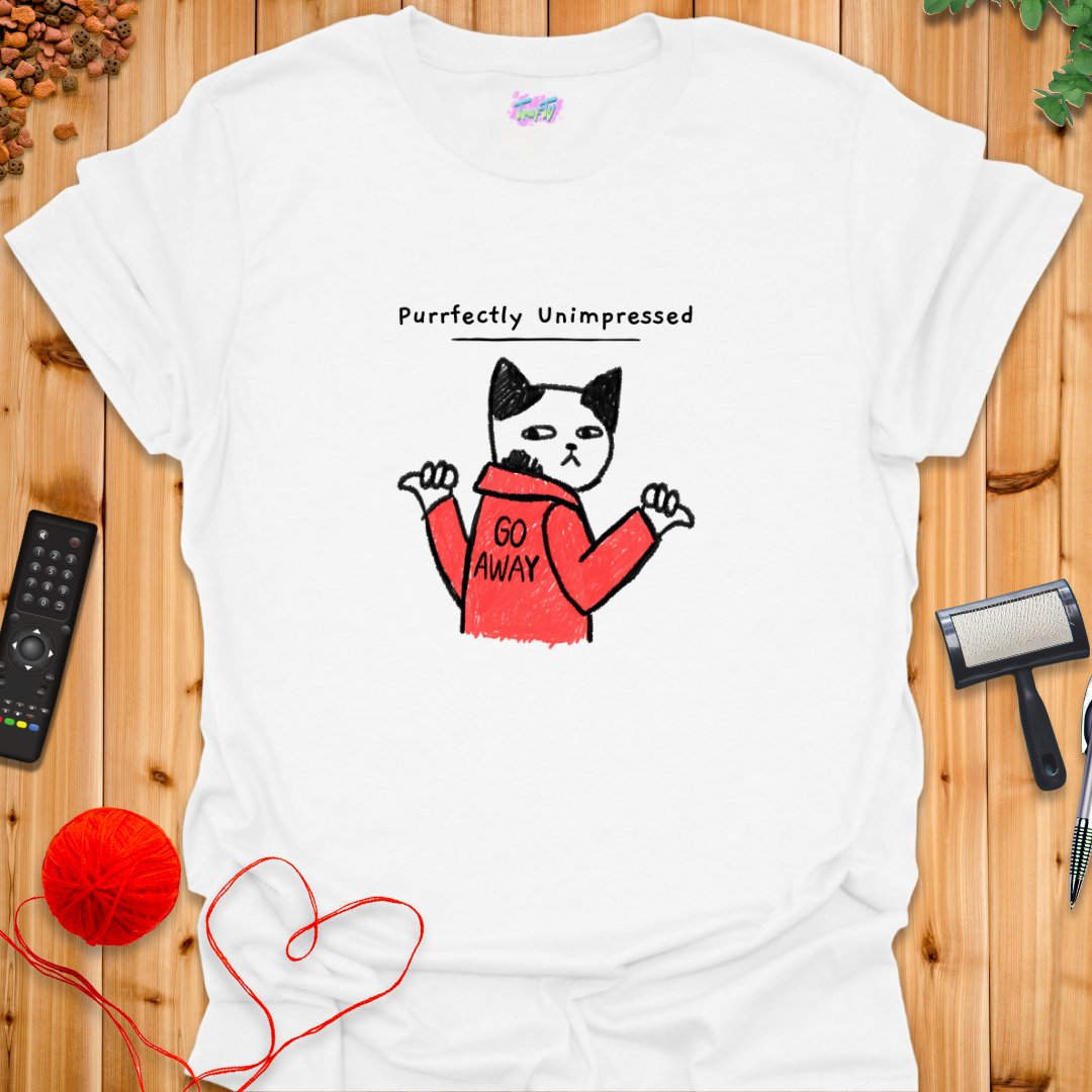 Purrfectly Unimpressed T-Shirt - T-Shirt - TrafTy Shirts