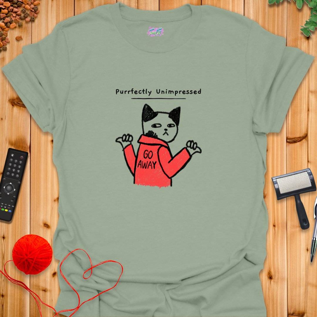 Purrfectly Unimpressed T-Shirt - T-Shirt - TrafTy Shirts